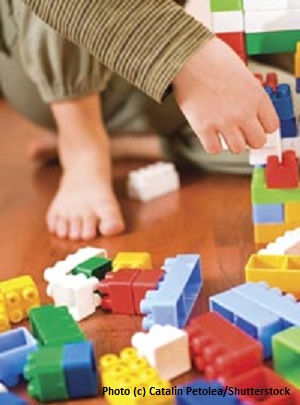playing with  blocks